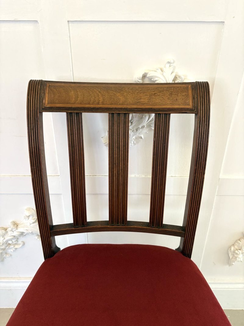 Set of 6 Antique George III Quality Mahogany Inlaid Dining Chairs - Image 9